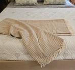 PLAID exclusief in katoen, camel en wit - 200x150cm - deken,, Antiek en Kunst