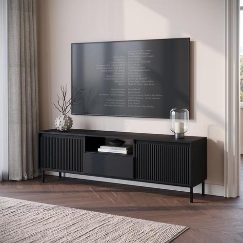 Meubella | TV-Meubel zwart 174x40x55 | hotel chique modern, Huis en Inrichting, Kasten |Televisiemeubels, 25 tot 50 cm, Nieuw