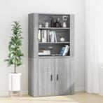 vidaXL Hoge kast bewerkt hout grijs sonoma eikenkleurig, Verzenden, Nieuw