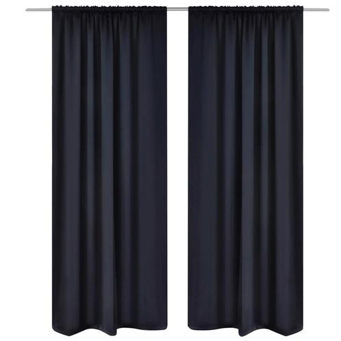 vidaXL Gordijnen met gleuven 135 x 245 cm zwart 2 st, Huis en Inrichting, Stoffering | Gordijnen en Lamellen, Nieuw, Verzenden