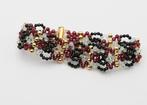 Armband - 18 karaat Geel goud Granaat - Onyx, Nieuw