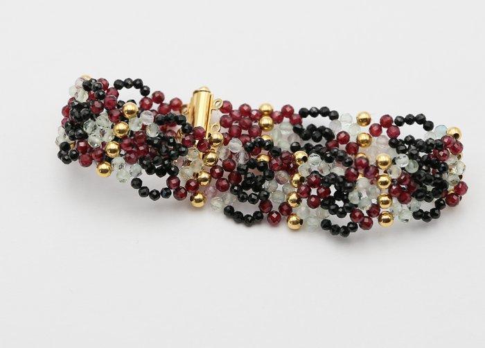 Armband - 18 karaat Geel goud Granaat - Onyx, Handtassen en Accessoires, Armbanden