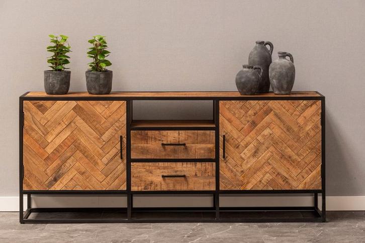 Dressoir Mangohout Kjeld 180 cm, Maison & Meubles, Armoires | Dressoirs, Envoi