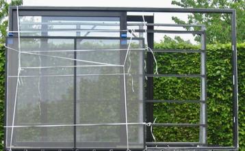 aluminium schuifraam , schuifdeur , pui 350 x 220 zwart 9005, Doe-het-zelf en Bouw, Raamkozijnen en Schuifdeuren, Gebruikt, 225 cm of meer