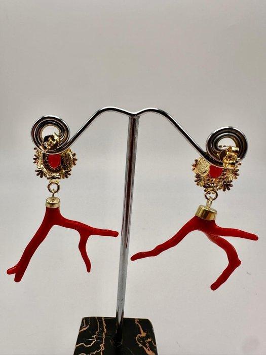 Koraal - Zilver - Oorbellen, Antiquités & Art, Curiosités & Brocante