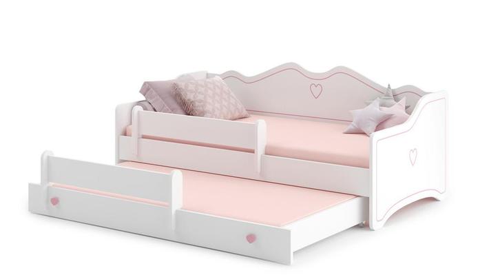 Veilig Kinderbed EMMA met Hekjes - 160x80cm - Wit Roze -..., Kinderen en Baby's, Kinderkamer | Bedden, Nieuw, Ophalen of Verzenden