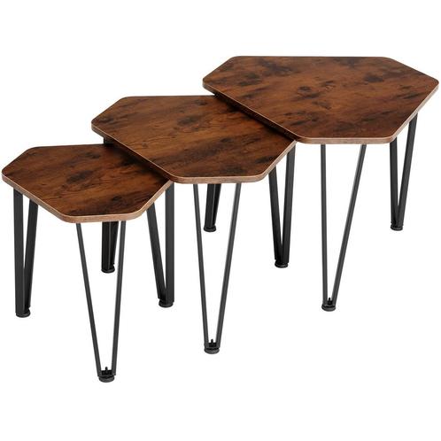 Salontafel-set Torquay - Industrieel hout donker, rustiek, Maison & Meubles, Tables | Tables d'appoint, Envoi