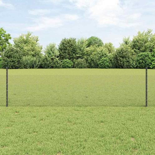 vidaXL Hek met Palen Grijs 0.5 x 25 m Staal, Tuin en Terras, Tuinhekken en Hekwerk, Nieuw, Verzenden