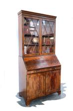 Kast - secretaire met opstand - Mahonie, Antiek en Kunst