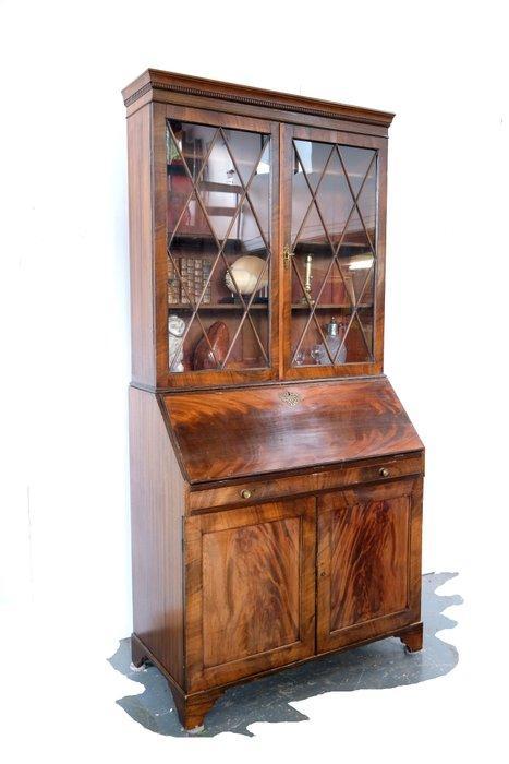 Kast - secretaire met opstand - Mahonie, Antiek en Kunst, Antiek | Overige Antiek