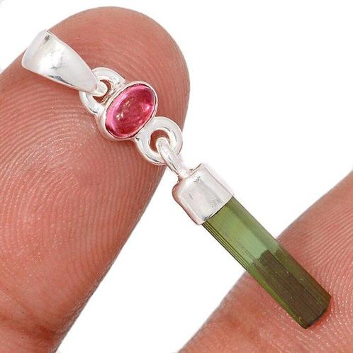 925 zilver - natuurlijke toermalijn - Hanger, Verzamelen, Mineralen en Fossielen