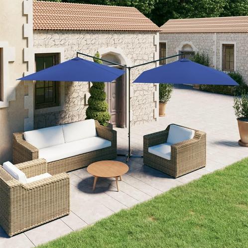 vidaXL Parasol double avec mât en acier Bleu azuré, Jardin & Terrasse, Parasols, Neuf, Envoi