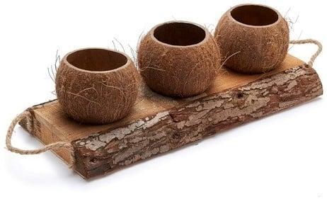 Kokos planter 46x19 cm 3 cups, Huis en Inrichting, Woonaccessoires | Kunstplanten en Kunstbloemen, Nieuw