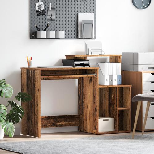 vidaXL Bureau met Opbergruimte Oud Hout 120,5x44x88,5 cm, Huis en Inrichting, Bureaus, Nieuw, Verzenden
