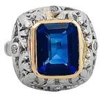 Ring Platina Saffier - Diamant, Nieuw