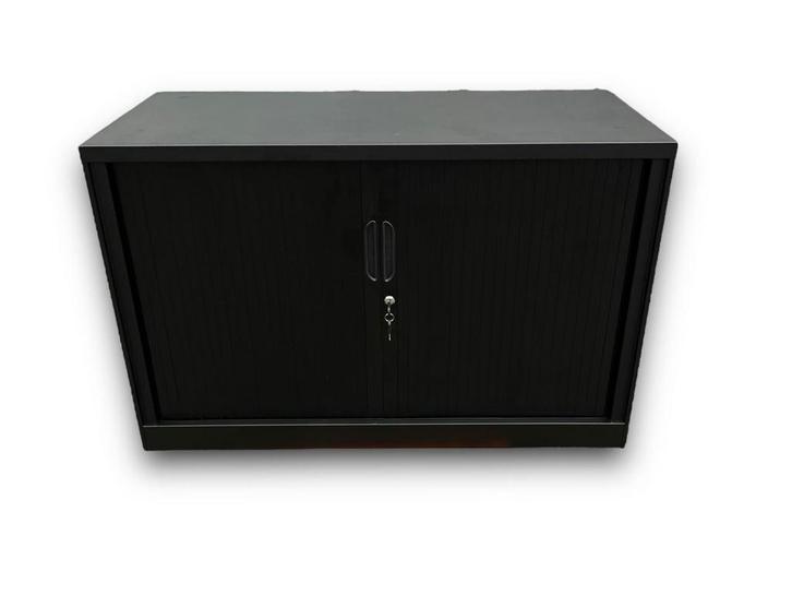 Roldeurkast (staal) mat zwart inclusief slot (80x120x45), Huis en Inrichting, Kasten | Roldeurkasten en Archiefkasten, Met slot