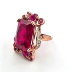 Zonder minimumprijs - Ring - 9 kt. Roségoud, Zilver Robijn -, Nieuw