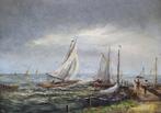 Peter Brouwer (1935-2010) - Zeilboten bij Bergen aan zee
