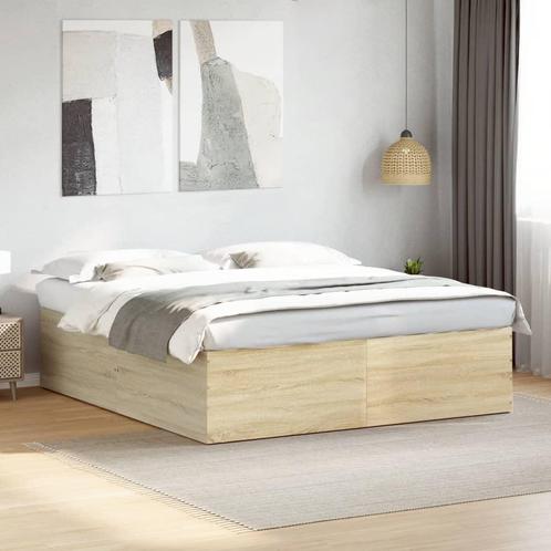 vidaXL Bedframe bewerkt hout sonoma eikenkleurig 180x200 cm, Huis en Inrichting, Slaapkamer | Bedden, Nieuw, Verzenden