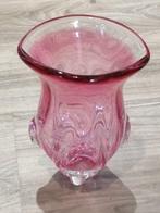 Vintage blown pink Czech glass vase, designed by Josef