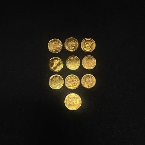 Wereld. 1970s Lot of 10 “World Smallest 8K Gold Coins 1970, Postzegels en Munten, Munten | Europa | Niet-Euromunten