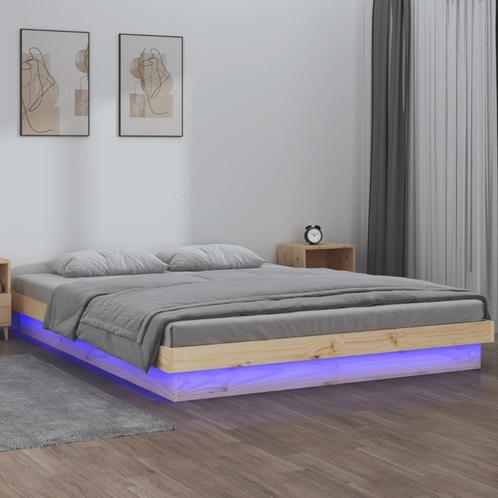vidaXL Bedframe LED massief hout 200x200 cm, Huis en Inrichting, Slaapkamer | Bedden, Nieuw, Verzenden
