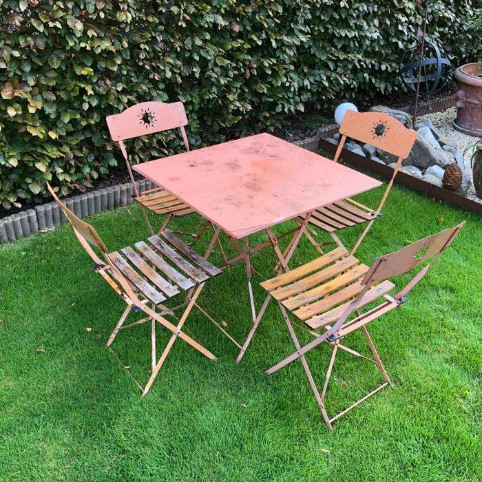 Tuinmeubelset (5) - Smeedijzer - Bistro set “ IL SOLE “, Antiek en Kunst, Curiosa en Brocante