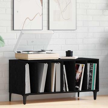 vidaXL Zwarte Eiken Platenkast - 100x38x48 cm van Engineered, Verzenden