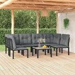vidaXL 7-delige Loungeset poly rattan zwart en grijs, Verzenden, Nieuw, Loungeset