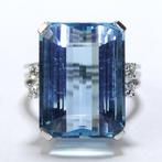 Ring - 18 karaat Witgoud -  20.41ct. tw. Aquamarijn -, Handtassen en Accessoires, Nieuw