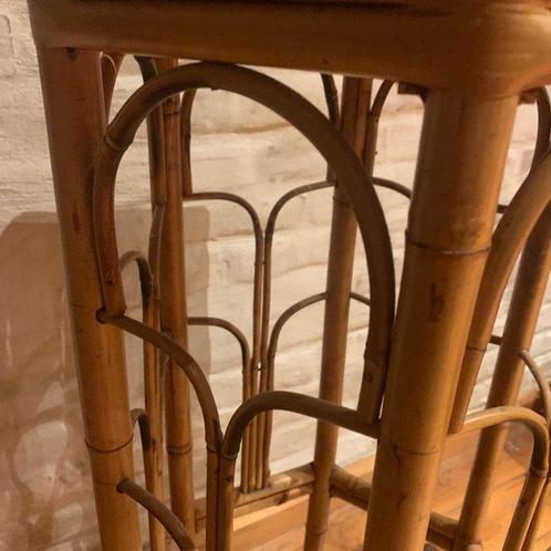 Standaard - - Vintage bamboe plantenstandaard/bijzettafeltje, Antiek en Kunst, Kunst | Designobjecten