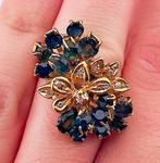 Bague - 18 carats Or jaune Saphir - Diamant, Nieuw