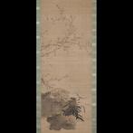 Fine sumi-e painting Waiting spring, signed - . - Japan -