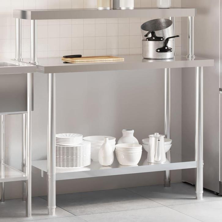 vidaXL Keukenwerktafel met bovenschap 110x55x120 cm, Zakelijke goederen, Horeca | Overige, Verzenden