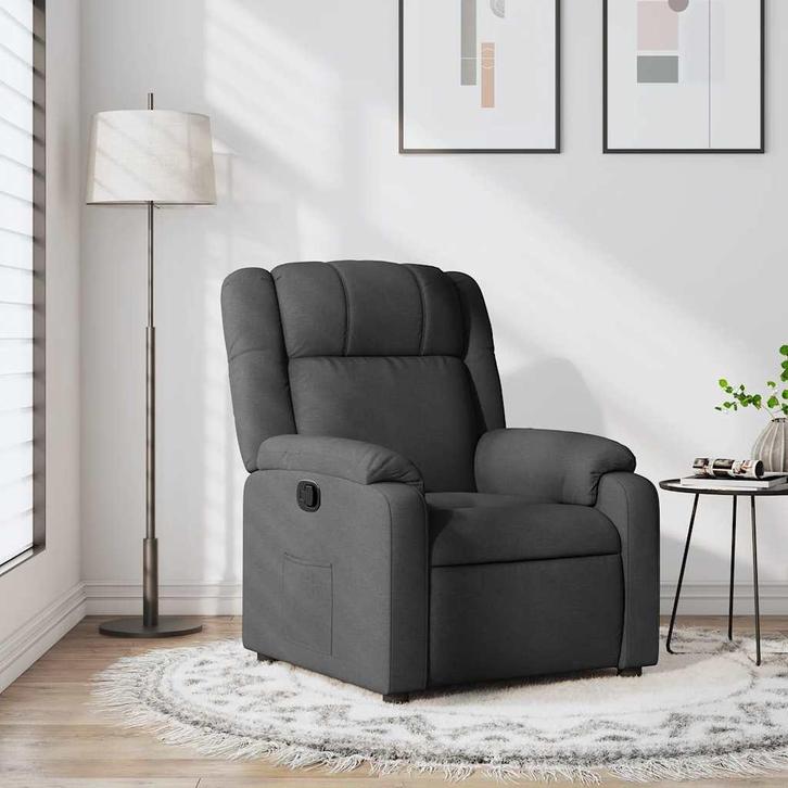 Verstelbare Fauteuil stof donkergrijs | Tweede Kansje | O..., Huis en Inrichting, Fauteuils, 75 tot 100 cm, 125 tot 150 cm, Gebruikt