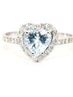 Ring - 18 karaat Witgoud Aquamarijn - Diamant, Handtassen en Accessoires, Nieuw