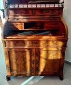 Bureau plat - bois de noyer - Bureau rouleau noyer 800