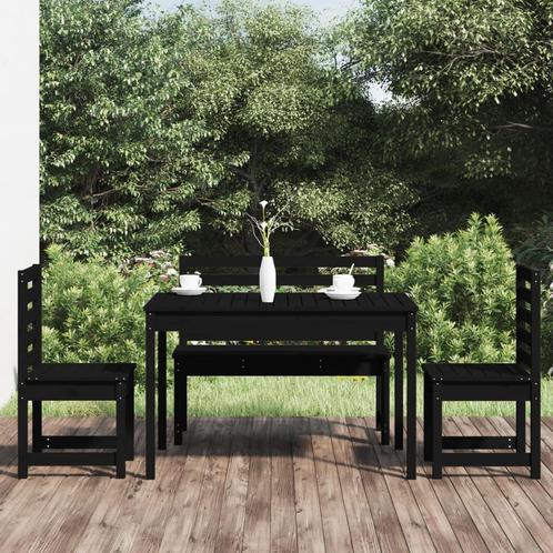 vidaXL 4-delige Tuinset massief grenenhout zwart, Jardin & Terrasse, Ensembles de jardin, Envoi