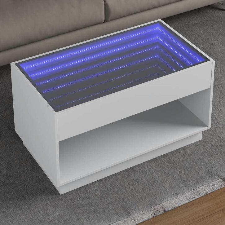 vidaXL Salontafel met Infinity LED 90x50x50 cm wit, Huis en Inrichting, Tafels | Salontafels, Nieuw, Verzenden