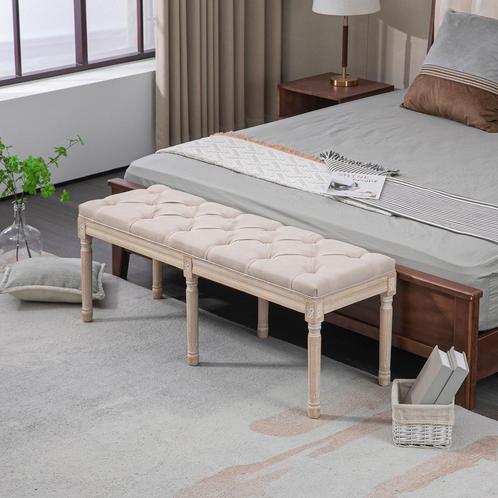 Slaapbank - Vintage Living - Gewatteerd - Beige, Huis en Inrichting, Zetels | Zetels, Nieuw, Stof, Ophalen of Verzenden