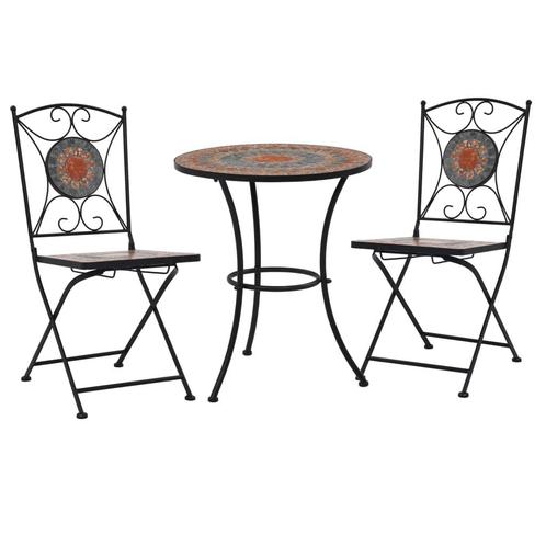 vidaXL 3-delige Bistroset mozaïek keramische tegel oranje en, Tuin en Terras, Tuinsets en Loungesets, Nieuw, Verzenden