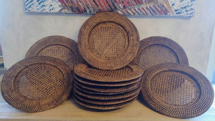 Flamant - Onderbord (12) - Rattan - Onderzetters voor borden, Antiquités & Art, Curiosités & Brocante