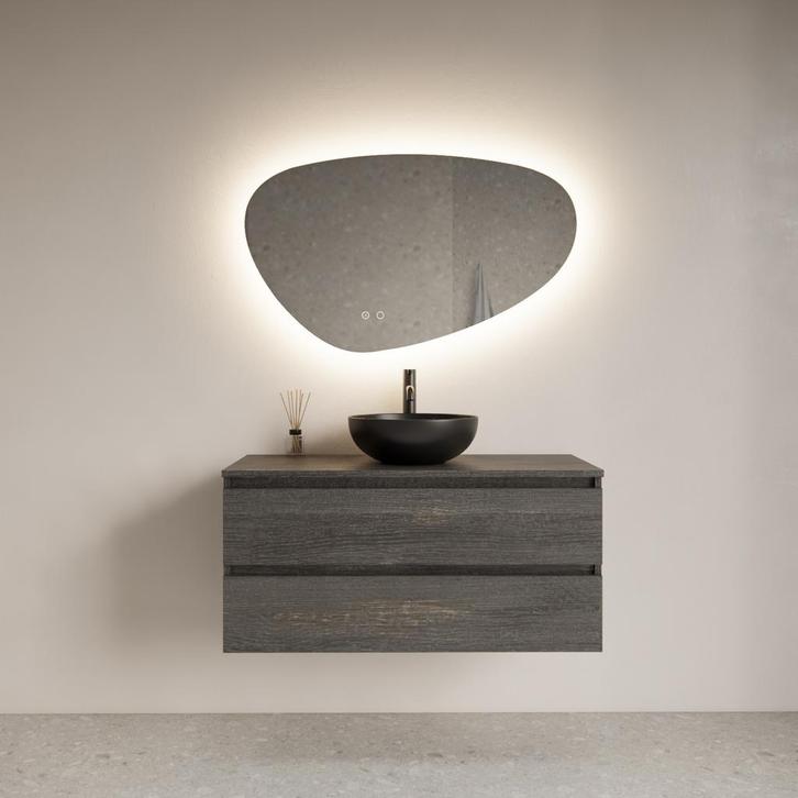 Spiegel Gliss Design Trendy Organisch LED Verlichting 60cm, Doe-het-zelf en Bouw, Sanitair, Bad, Nieuw, Ophalen of Verzenden