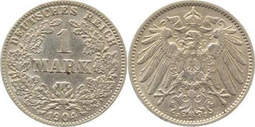 Duitsland 1 Mark Kaiserreich 1904 J fast vorzueglich zilver, Timbres & Monnaies, Monnaies | Europe | Monnaies non-euro, Envoi