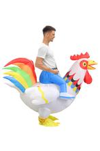 KIMU® Opblaas Kostuum Zittend op Kip Wit Regenboog Opblaasba, Ophalen of Verzenden, Nieuw