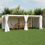 vidaXL Prieel met gordijnen 6x3 m staal crèmekleurig, Tuin en Terras, Verzenden, Nieuw