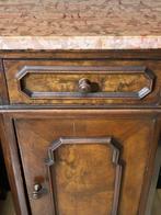 Nachtkastje (2) - Hout, Marmer - Oud paar nachtkastjes