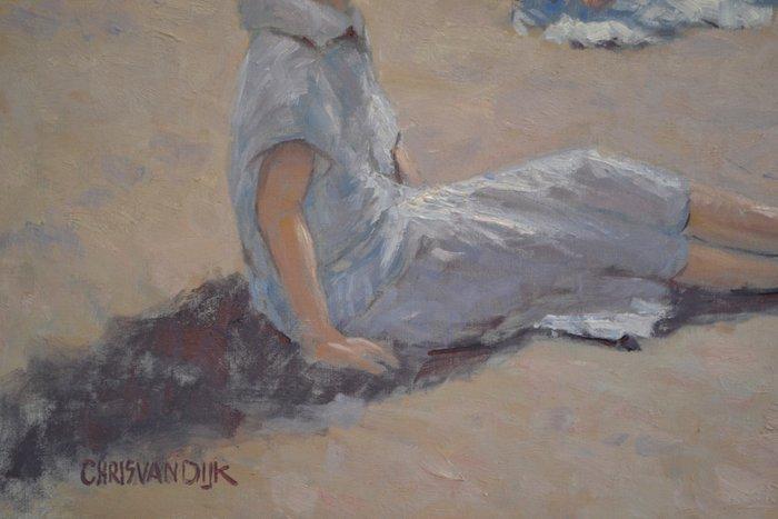 Chris van Dijk (1952) - Impressionist  Je garde ma petit, Antiek en Kunst, Kunst | Schilderijen | Klassiek