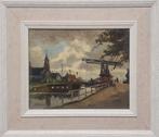 W.G.F. Jansen (1871-1949) - Zicht op dorp met ophaalbrug, Antiek en Kunst