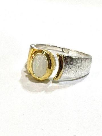 Sans Prix de Réserve - Bague Argent, Plaqué or Opale